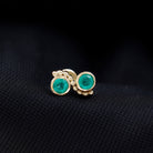 Rosec Jewels-Bezel Set Emerald Two Stone Helix Earring with Gold Beaded