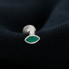 Rosec Jewels-Marquise Cut Created Emerald Helix Earring with Moissanite