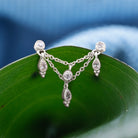 Rosec Jewels-Natural Diamond Double Chain Earring for Cartilage Piercing