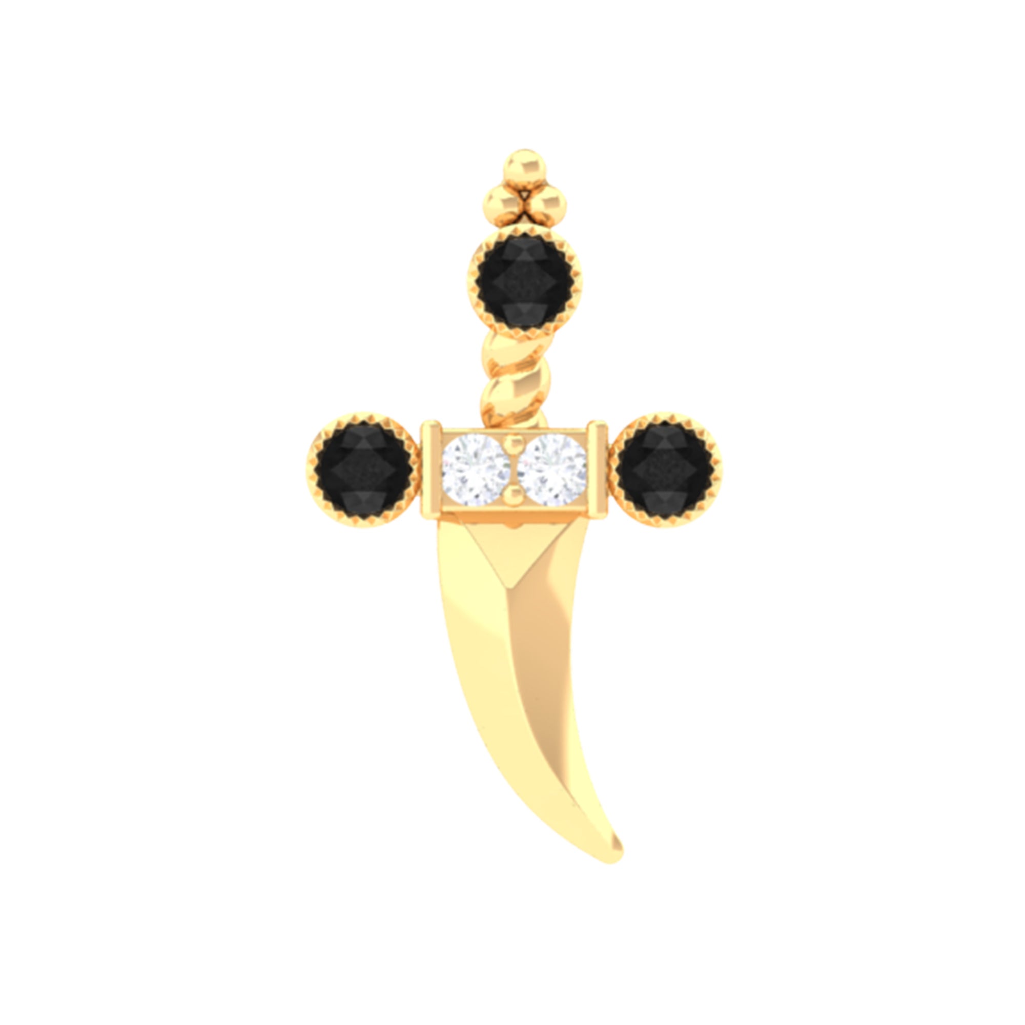 Rosec Jewels-Real Black and White Diamond Dagger Helix Earring