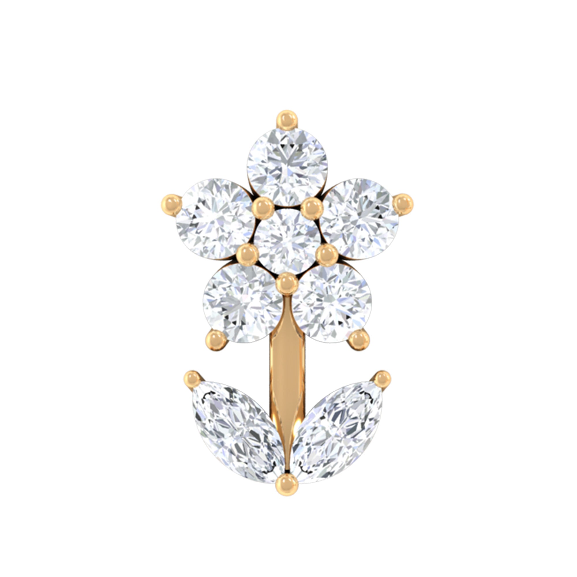 Rosec Jewels-0.25 CT Moissanite Flower Cartilage Earring in Gold