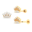 Rosec Jewels-Moissanite Crown Helix Earring with Gold Beaded