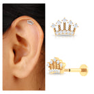 Rosec Jewels-Moissanite Crown Helix Earring with Gold Beaded