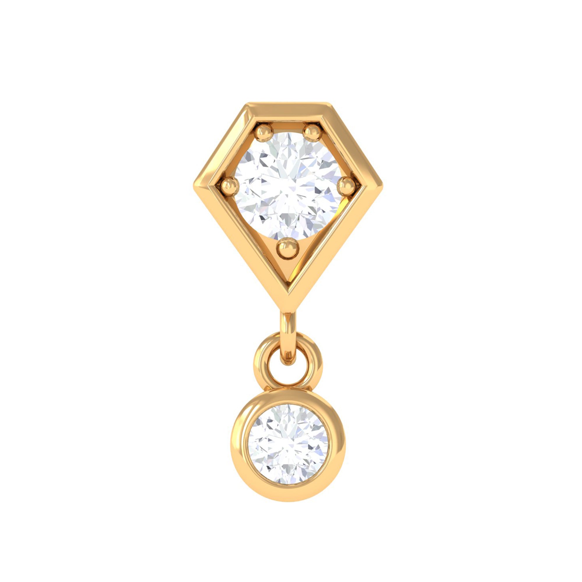 Rosec Jewels-Round Cut Natural Diamond Simple Drop Helix Earring in Gold