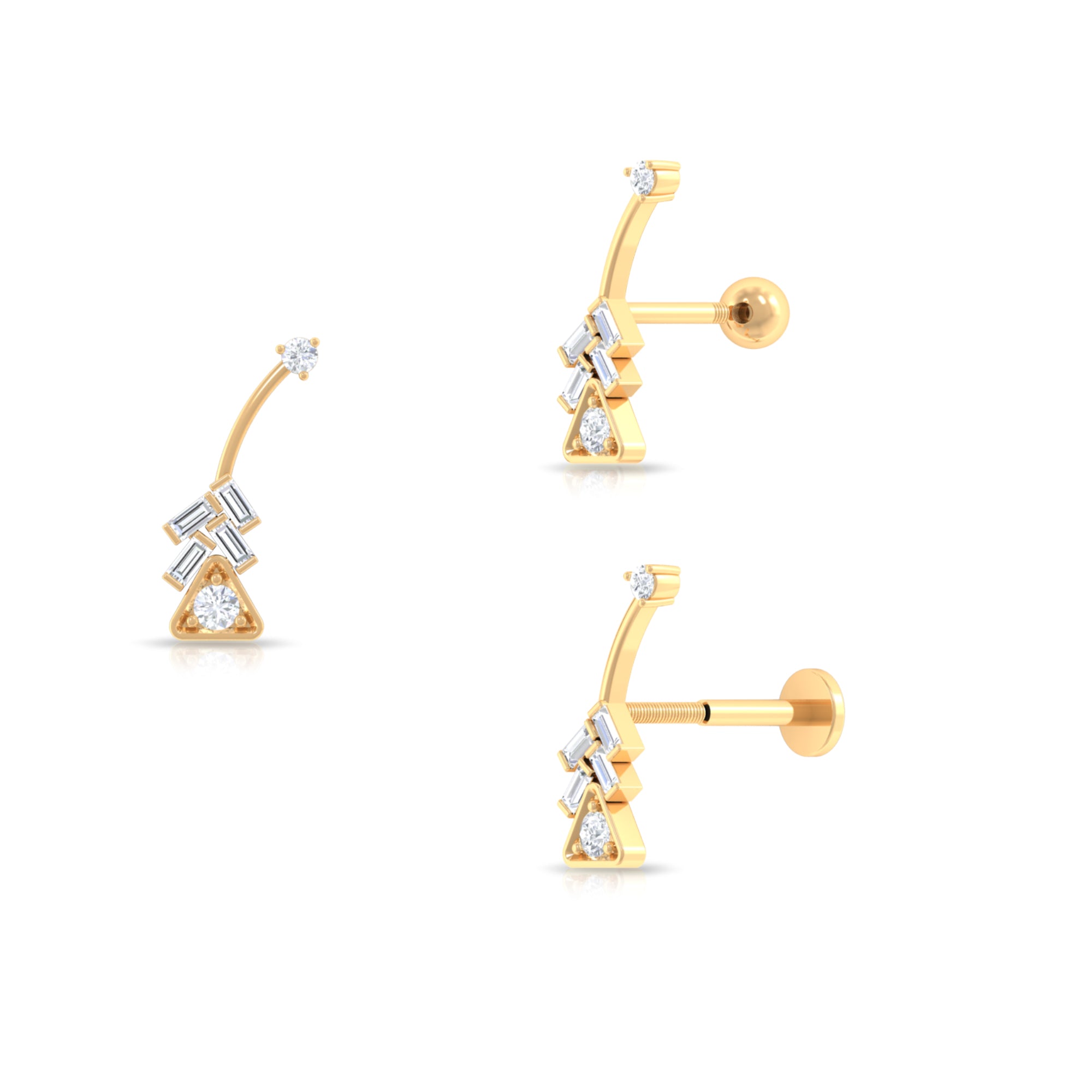 Rosec Jewels-Moissanite Arrow Crawler Earring for Helix Piercing