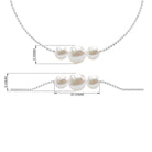 Freshwater Pearl Three Stone Chain Bracelet Freshwater Pearl - ( AAA ) - Quality - Rosec Jewels