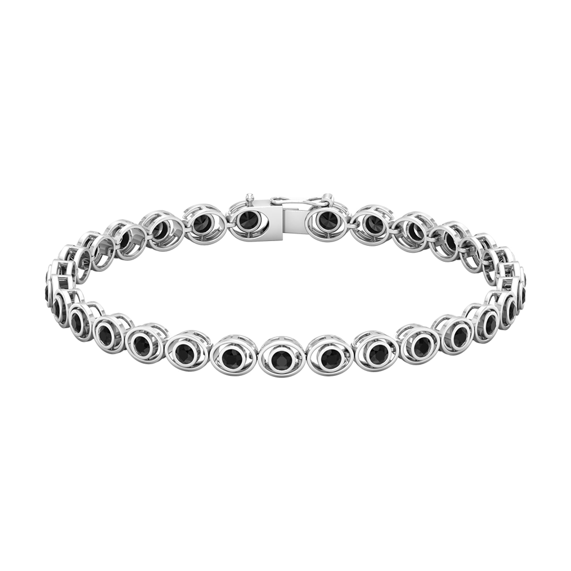 Bezel Set Black Onyx Unisex Tennis Bracelet Black Onyx - ( AAA ) - Quality - Rosec Jewels