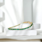 Round Shape Lab Grown Emerald Tennis Bracelet Lab Created Emerald - ( AAAA ) - Quality - Rosec Jewels