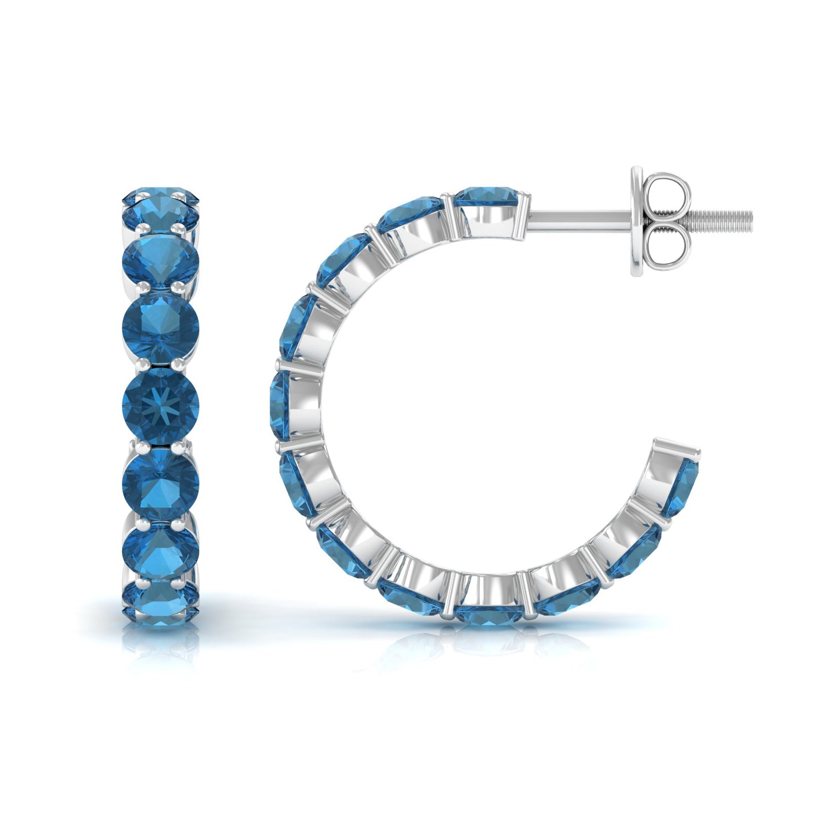 4.25 CT London Blue Topaz Eternity Hoop Earring London Blue Topaz - ( AAA ) - Quality - Rosec Jewels