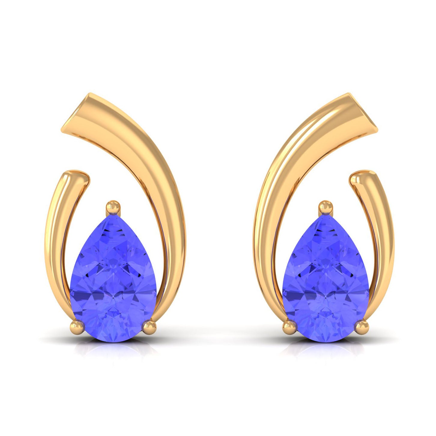 Real Tanzanite Solitaire Teardrop Stud Earrings Tanzanite - ( AAA ) - Quality - Rosec Jewels