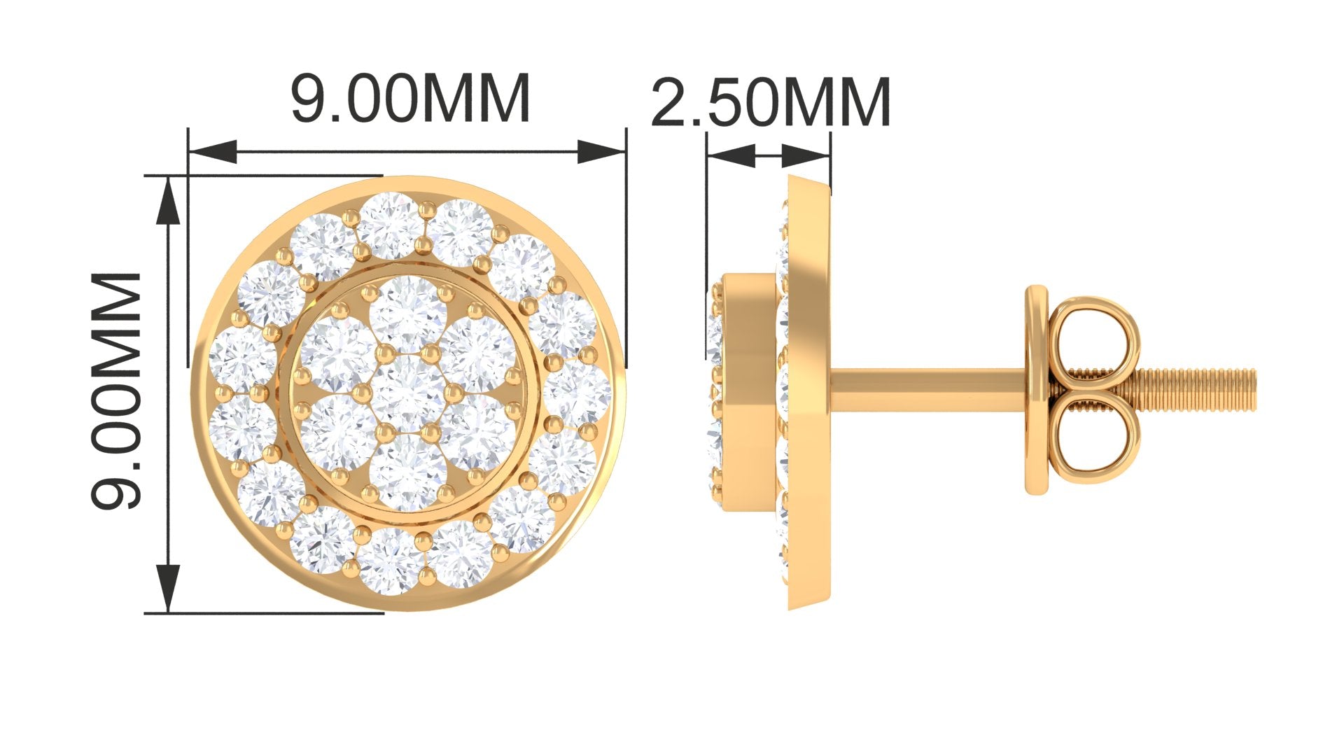 Rosec Jewels-1/2 CT Diamond Floral Stud Earring for Women