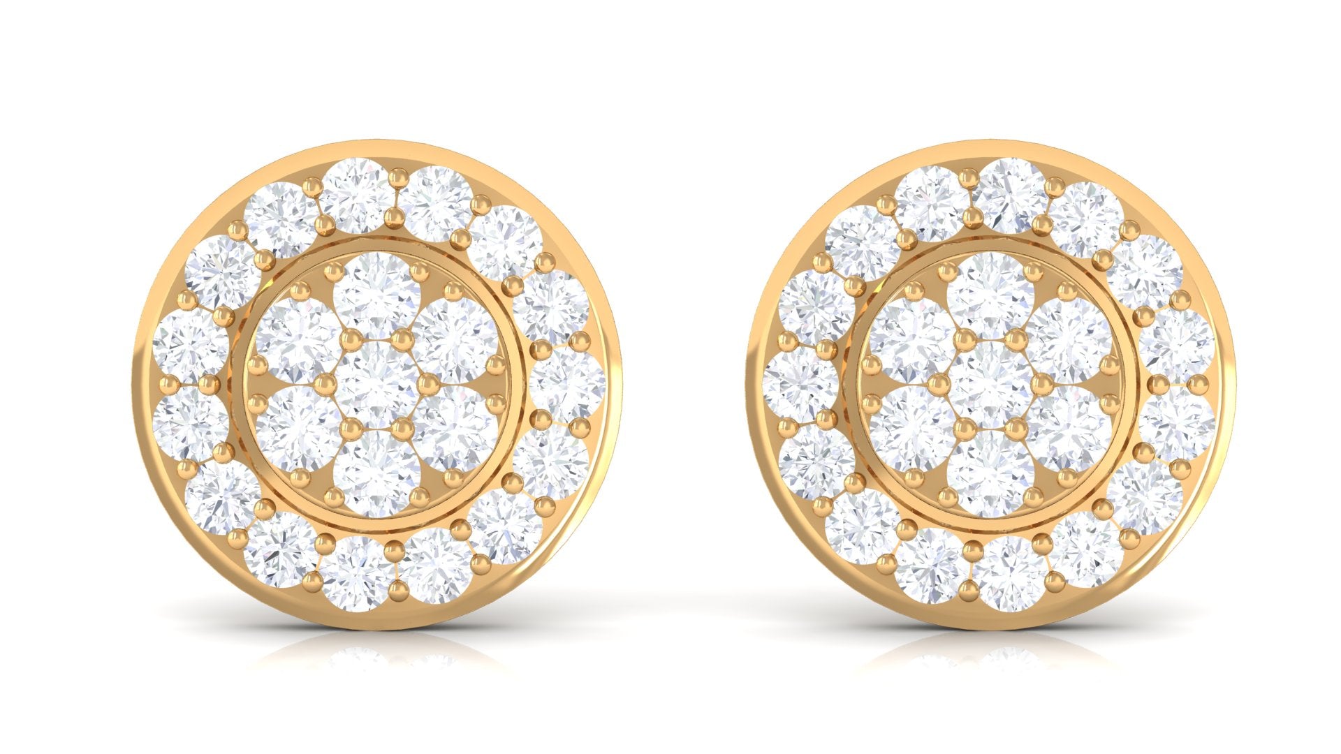 Rosec Jewels-1/2 CT Diamond Floral Stud Earring for Women