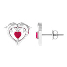 Heart Shape Ruby Dolphin Stud Earrings Ruby - ( AAA ) - Quality - Rosec Jewels