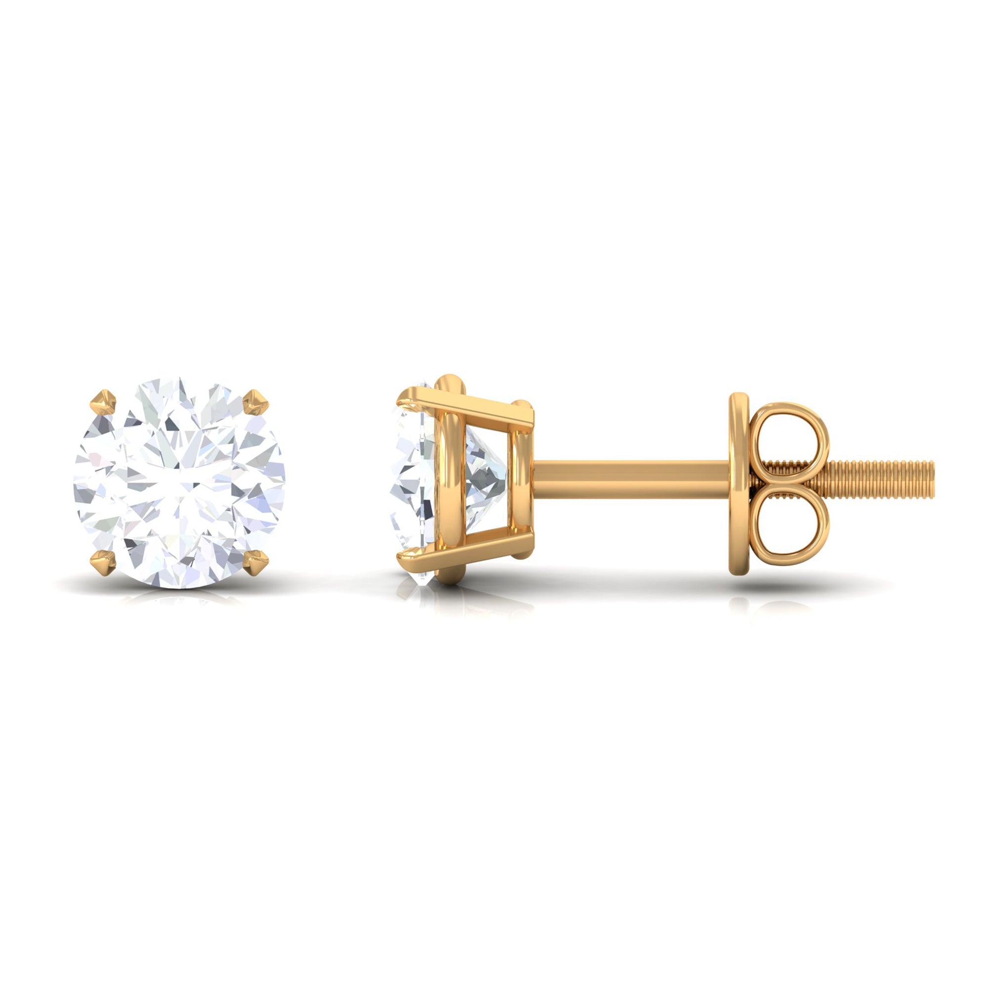 3/4 CT Round Cut Solitaire Zircon Stud Earrings in Gold Zircon - ( AAAA ) - Quality - Rosec Jewels