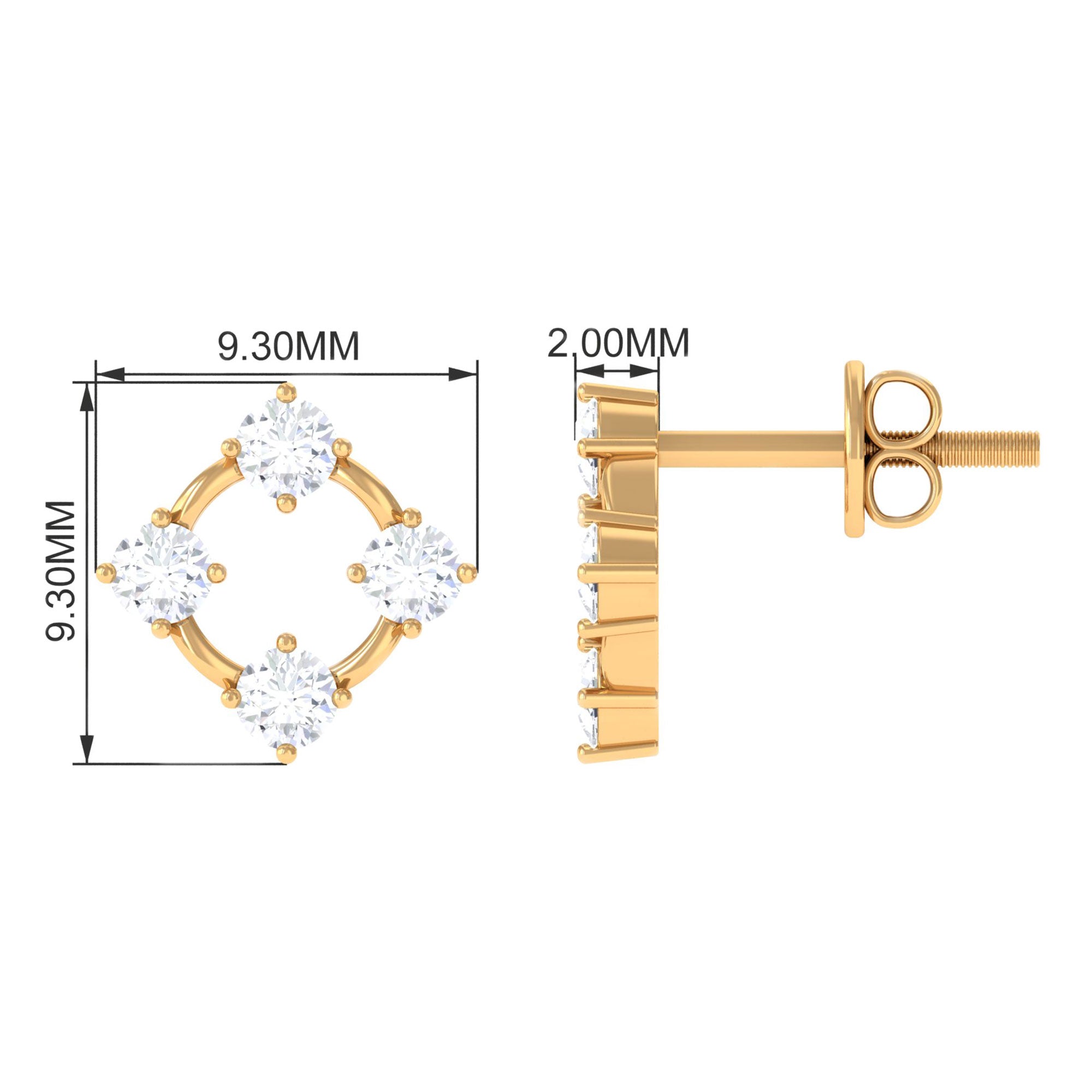 1/2 CT Simple Diamond Gold Stud Earrings Diamond - ( HI-SI ) - Color and Clarity - Rosec Jewels