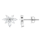 3/4 CT Real Diamond Cluster Stud Earrings in Gold Diamond - ( HI-SI ) - Color and Clarity - Rosec Jewels