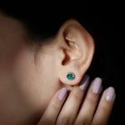 1.5 CT Bezel Set Created Emerald Solitaire Stud Earring Lab Created Emerald - ( AAAA ) - Quality - Rosec Jewels