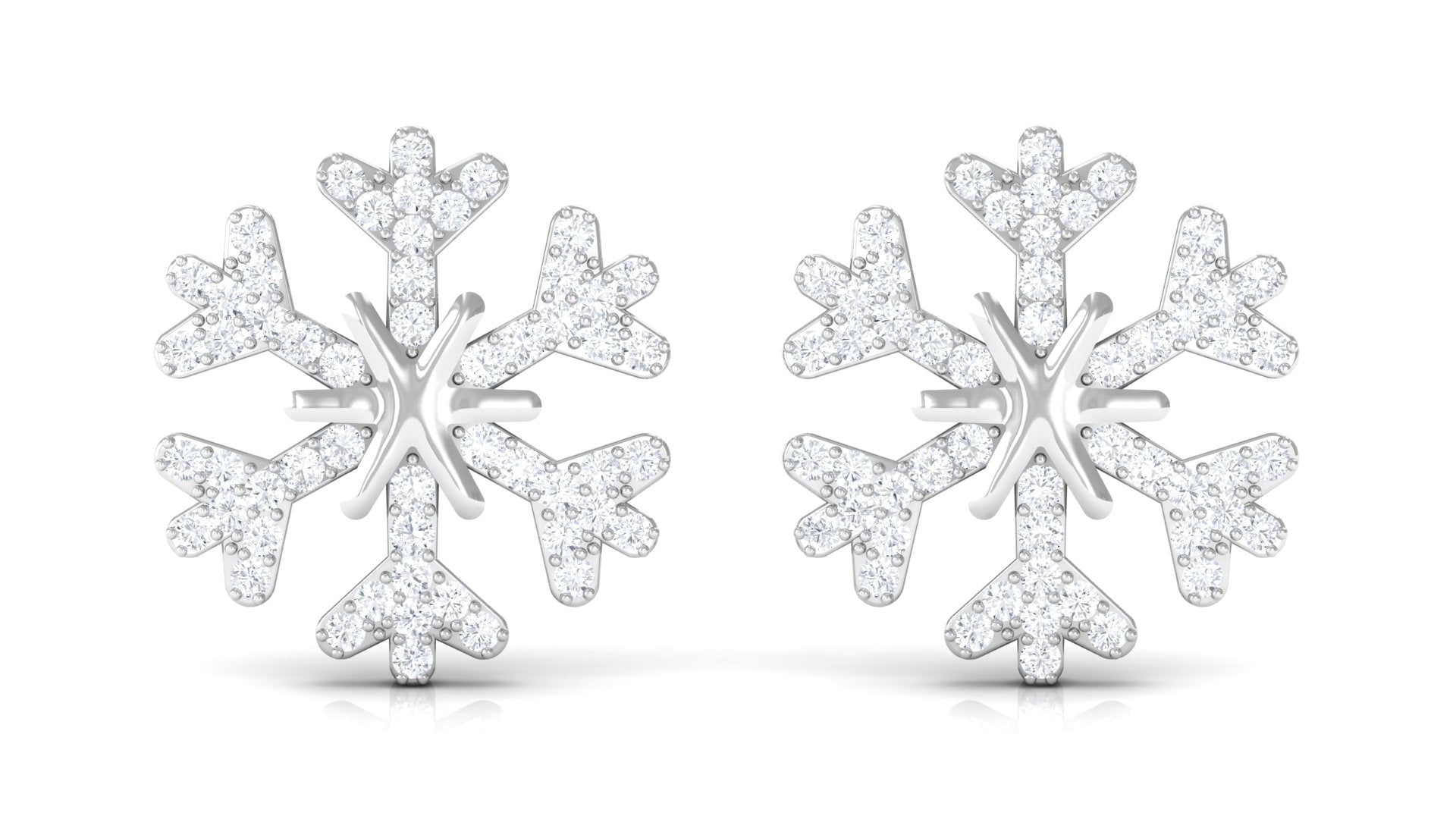 Rosec Jewels-1/2 CT Snowflake Diamond Stud Earrings for Women