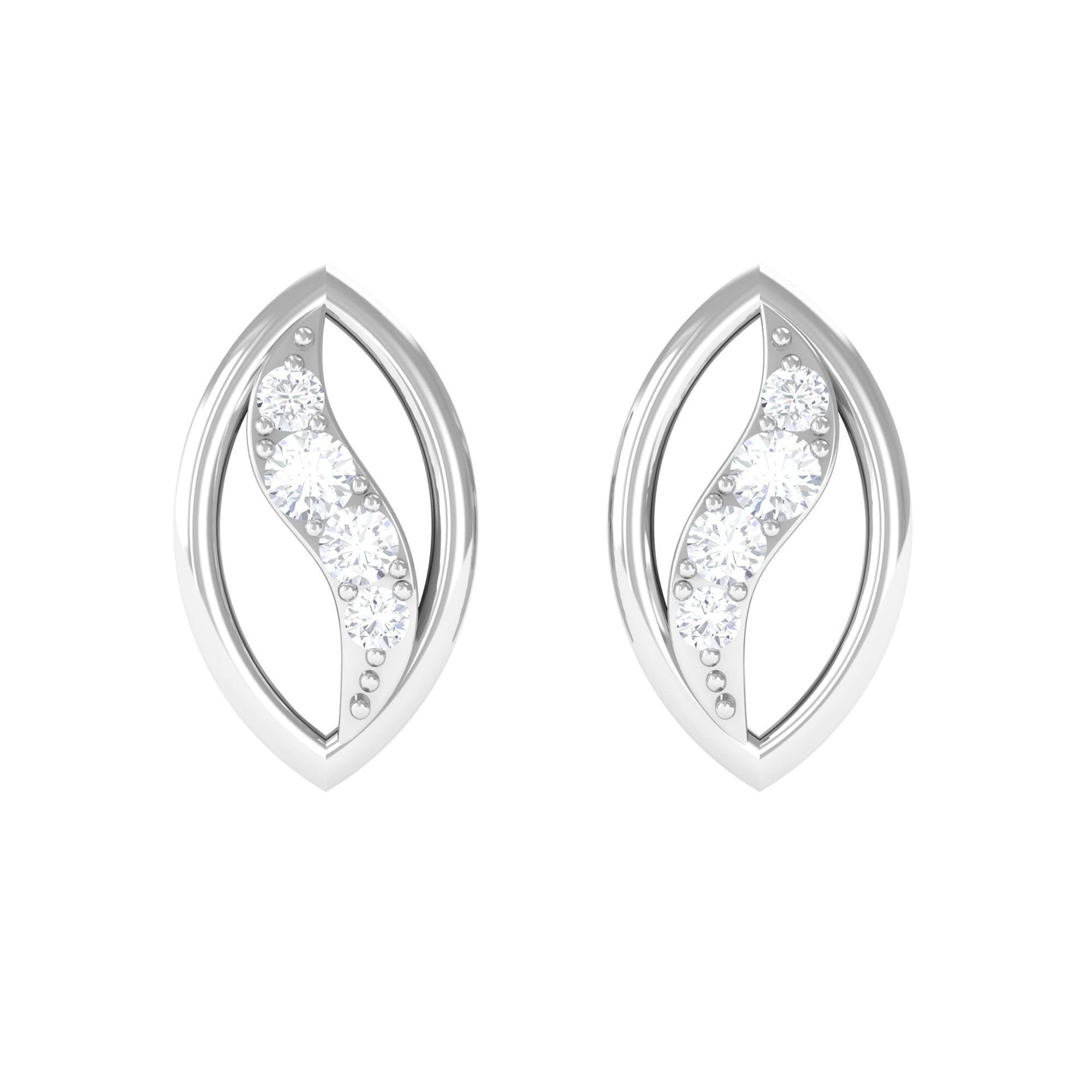 Round Cut Natural Diamond Petal Stud Earrings Diamond - ( HI-SI ) - Color and Clarity - Rosec Jewels