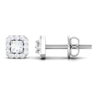 Cubic Zirconia Halo Stud Earrings Zircon - ( AAAA ) - Quality - Rosec Jewels