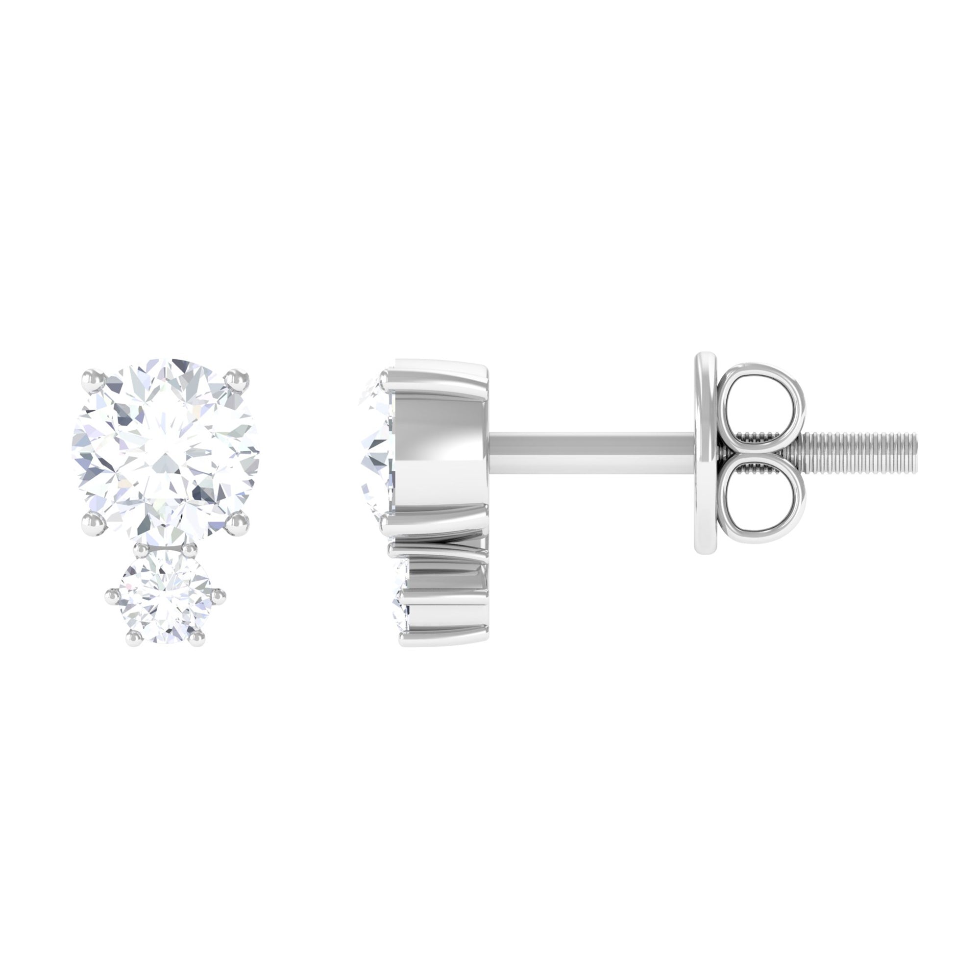 Zircon Minimal Screw Back Stud Earrings Zircon - ( AAAA ) - Quality - Rosec Jewels