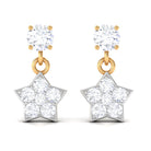 Zircon Star Drop Stud Earrings Zircon - ( AAAA ) - Quality - Rosec Jewels