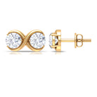 Simple Infinity Stud Earrings with Round Shape Zircon in Gold Zircon - ( AAAA ) - Quality - Rosec Jewels