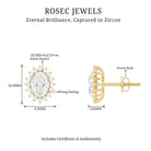 4 CT Oval Zircon Classic Halo Stud Earrings in Gold Zircon - ( AAAA ) - Quality - Rosec Jewels