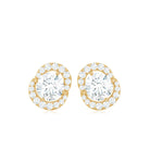 3/4 CT Round Zircon Minimal Stud Earrings in Gold Zircon - ( AAAA ) - Quality - Rosec Jewels