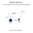 Cushion Cut Solitaire Created Blue Sapphire Drop Earrings Lab Created Blue Sapphire - ( AAAA ) - Quality - Rosec Jewels