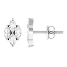 Marquise Cut Real Diamond Cluster Stud Earrings Diamond - ( HI-SI ) - Color and Clarity - Rosec Jewels