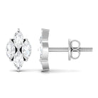 Marquise Cut Real Diamond Cluster Stud Earrings Diamond - ( HI-SI ) - Color and Clarity - Rosec Jewels