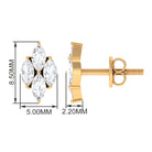 Marquise Cut Real Diamond Cluster Stud Earrings Diamond - ( HI-SI ) - Color and Clarity - Rosec Jewels