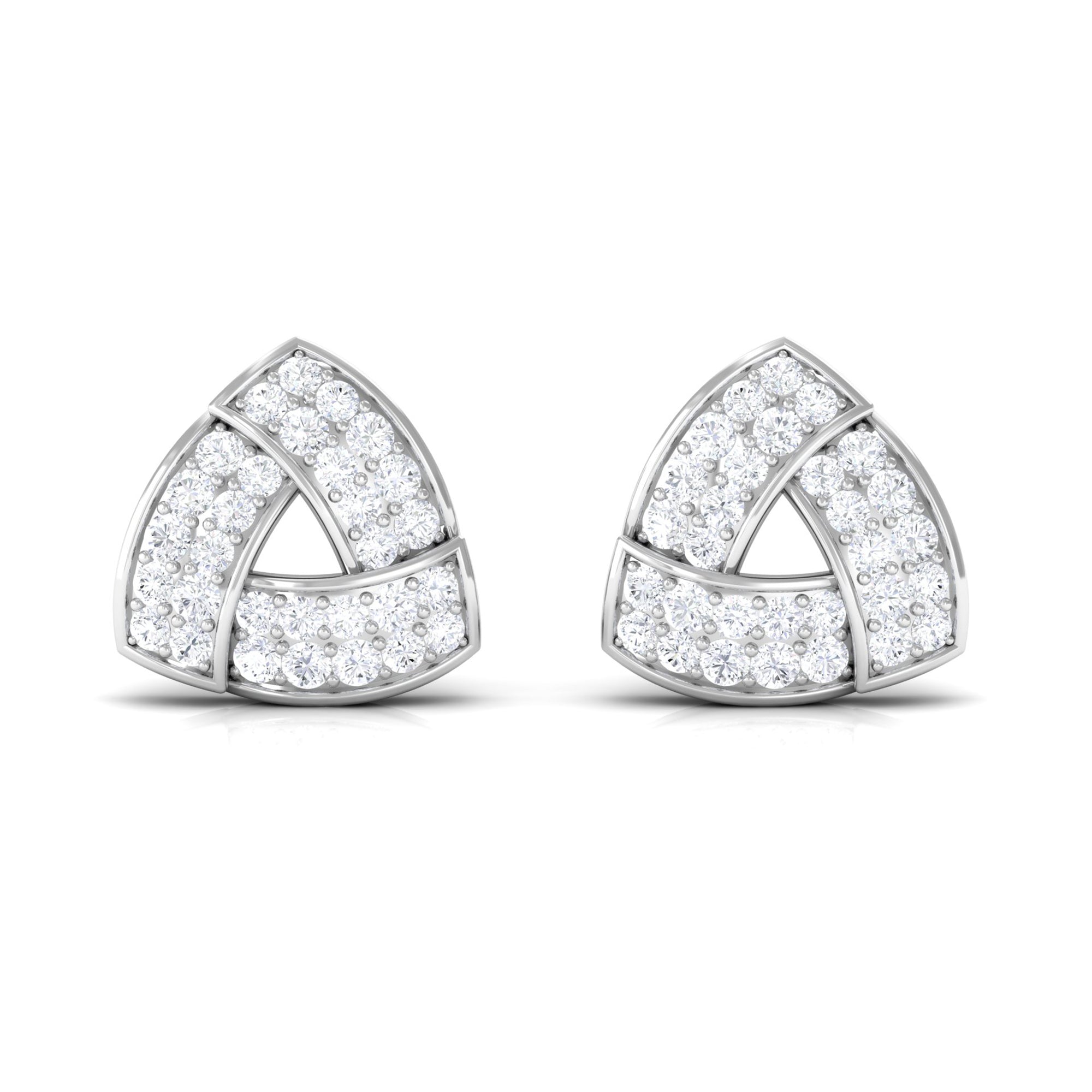 Minimal Triangle Shape Stud Earrings with Diamond Diamond - ( HI-SI ) - Color and Clarity - Rosec Jewels