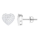 Pave Set Round Diamond Heart Stud Earrings Diamond - ( HI-SI ) - Color and Clarity - Rosec Jewels