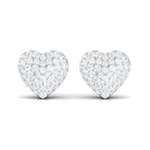 Pave Set Round Diamond Heart Stud Earrings Diamond - ( HI-SI ) - Color and Clarity - Rosec Jewels