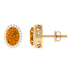 2.25 CT Citrine and Diamond Halo Stud Earrings Citrine - ( AAA ) - Quality - Rosec Jewels