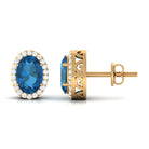 2.50 CT London Blue Topaz and Diamond Halo Stud Earrings London Blue Topaz - ( AAA ) - Quality - Rosec Jewels