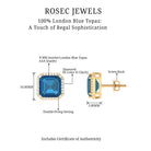 Asscher Cut London Blue Topaz and Diamond Halo Stud Earring London Blue Topaz - ( AAA ) - Quality - Rosec Jewels