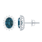 1.75 CT Oval Cut London Blue Topaz and Diamond Starburst Stud Earrings London Blue Topaz - ( AAA ) - Quality - Rosec Jewels