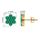 Natural Emerald Floral Stud Earrings Emerald - ( AAA ) - Quality - Rosec Jewels