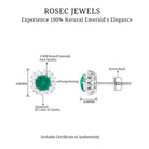 1 CT Classic Emerald Stud Earrings with Diamond Accent Emerald - ( AAA ) - Quality - Rosec Jewels