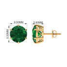 Round Lab Grown Emerald Solitaire Stud Earrings Lab Created Emerald - ( AAAA ) - Quality - Rosec Jewels