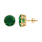 Round Lab Grown Emerald Solitaire Stud Earrings Lab Created Emerald - ( AAAA ) - Quality - Rosec Jewels