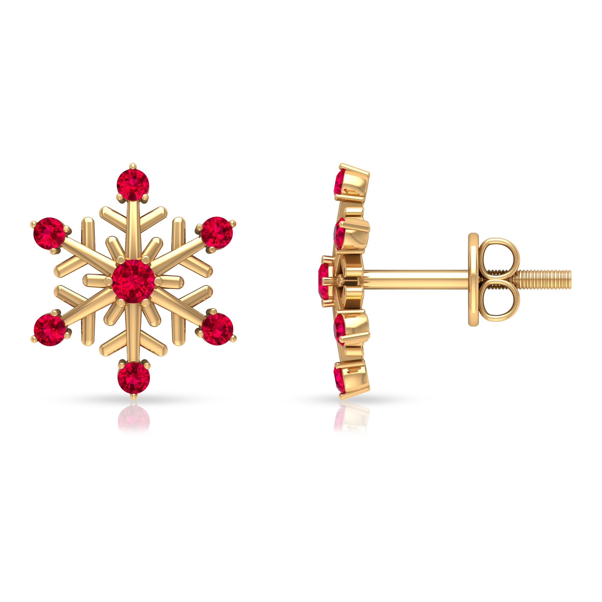 1/4 CT Ruby Snowflake Stud Earrings Ruby - ( AAA ) - Quality - Rosec Jewels