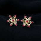 1/4 CT Ruby Snowflake Stud Earrings Ruby - ( AAA ) - Quality - Rosec Jewels