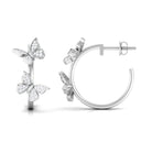 Butterfly Inspired Diamond Half Hoop Earrings Diamond - ( HI-SI ) - Color and Clarity - Rosec Jewels