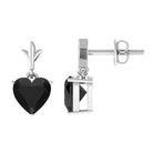 6 MM Heart Shape Black Onyx Drop Stud Earrings Black Onyx - ( AAA ) - Quality - Rosec Jewels