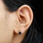 6 MM Heart Shape Black Onyx Drop Stud Earrings Black Onyx - ( AAA ) - Quality - Rosec Jewels