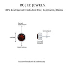 Round Shape Garnet Solitaire Stud Earrings in Bezel Setting Garnet - ( AAA ) - Quality - Rosec Jewels